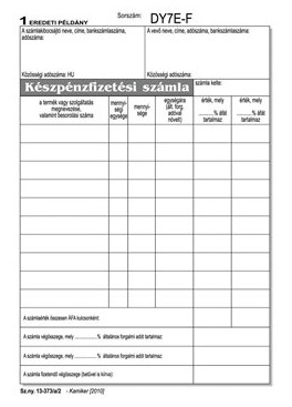 Egyszerűsített készpénzfizetési számla